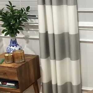 Threshold Gray and White Striped Curtains 8 Panels Total
